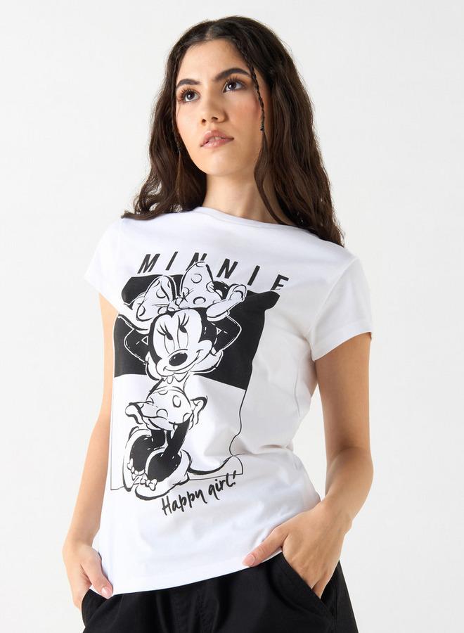 SP Characters Minnie Mouse Print T-shirt with Short Sleeves - Image 1