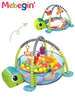 MEBEGIN Baby Play Mat Playpen  Play Blanket with 30 Balls and Carry Bag, Turtle-shaped Baby Play Gym, Soft Activity Mat for Floor Play, Lightweight Foam Stand, Washable Soft Cotton Base, Good Toy for Baby, 95*70*50cm  - Image 1