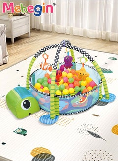 MEBEGIN Baby Play Mat Playpen  Play Blanket with 30 Balls and Carry Bag, Turtle-shaped Baby Play Gym, Soft Activity Mat for Floor Play, Lightweight Foam Stand, Washable Soft Cotton Base, Good Toy for Baby, 95*70*50cm  - Image 2