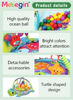 MEBEGIN Baby Play Mat Playpen  Play Blanket with 30 Balls and Carry Bag, Turtle-shaped Baby Play Gym, Soft Activity Mat for Floor Play, Lightweight Foam Stand, Washable Soft Cotton Base, Good Toy for Baby, 95*70*50cm  - Image 3