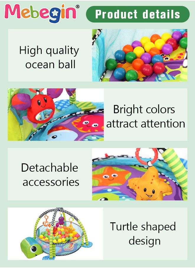 MEBEGIN Baby Play Mat Playpen  Play Blanket with 30 Balls and Carry Bag, Turtle-shaped Baby Play Gym, Soft Activity Mat for Floor Play, Lightweight Foam Stand, Washable Soft Cotton Base, Good Toy for Baby, 95*70*50cm  - Image 3