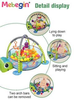 MEBEGIN Baby Play Mat Playpen  Play Blanket with 30 Balls and Carry Bag, Turtle-shaped Baby Play Gym, Soft Activity Mat for Floor Play, Lightweight Foam Stand, Washable Soft Cotton Base, Good Toy for Baby, 95*70*50cm  - Image 4