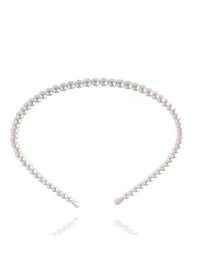 Aysekone - 2 Pack Simple Design Imitation Pearl Headband Lady Full Pearl Bead Fashion Stylish Headband Wedding Party Bridal Hair Hoop - Image 1