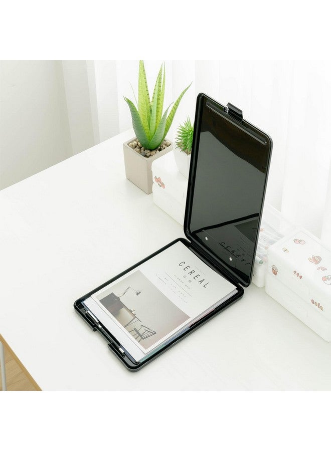 WedFeir Plastic Storage Clipboard Nurse Clip Boards 8.5X11 With Storage Waterproof Clipboard With Compartment Heavy Duty Plastic Clipboard Case Box With Low Profile Clip Letter Sized A4 Paper. (Black) - Image 2