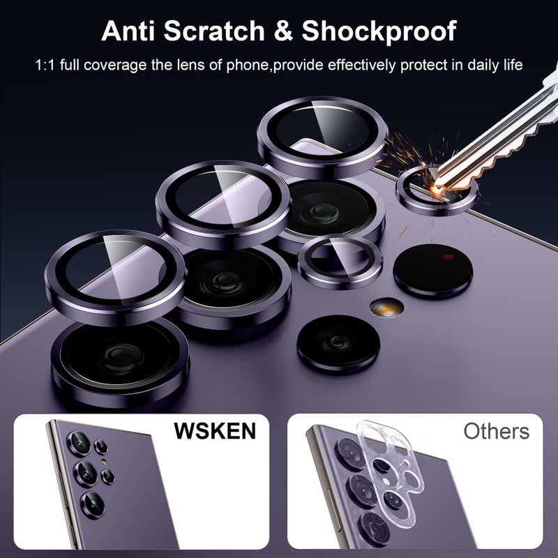 WSKEN for Samsung Galaxy S24 Ultra Camera Lens Protector, Ultra Thin Scratch Resistant 9H Tempered Glass with Aluminum Metal Circle Camera Screen Protector Cover Accessories, Violet - Image 3