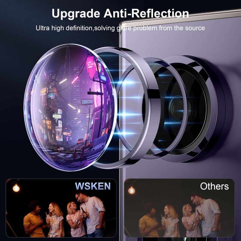 WSKEN for Samsung Galaxy S24 Ultra Camera Lens Protector, Ultra Thin Scratch Resistant 9H Tempered Glass with Aluminum Metal Circle Camera Screen Protector Cover Accessories, Violet - Image 2