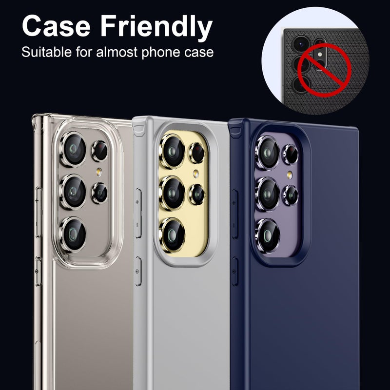 WSKEN for Samsung Galaxy S24 Ultra Camera Lens Protector, Ultra Thin Scratch Resistant 9H Tempered Glass with Aluminum Metal Circle Camera Screen Protector Cover Accessories, Violet - Image 5