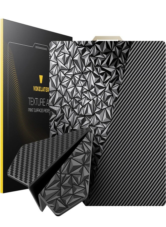 Vokelater PET+PEO 3D Printer Build Plate Sheet for Bambu Lab X1/X1C/X1E/P1P/P1S/A1, Dual Texture with Carbon Fiber and Diamond Patterns 257x257mm, Flexible Spring Steel Hot Bed Platform Sheet - Image 1