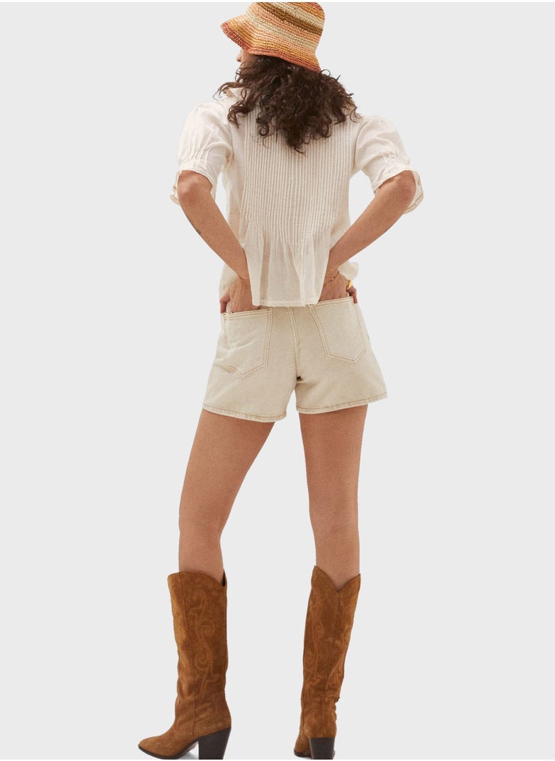 MANGO - High Waist Denim Shorts - Image 1