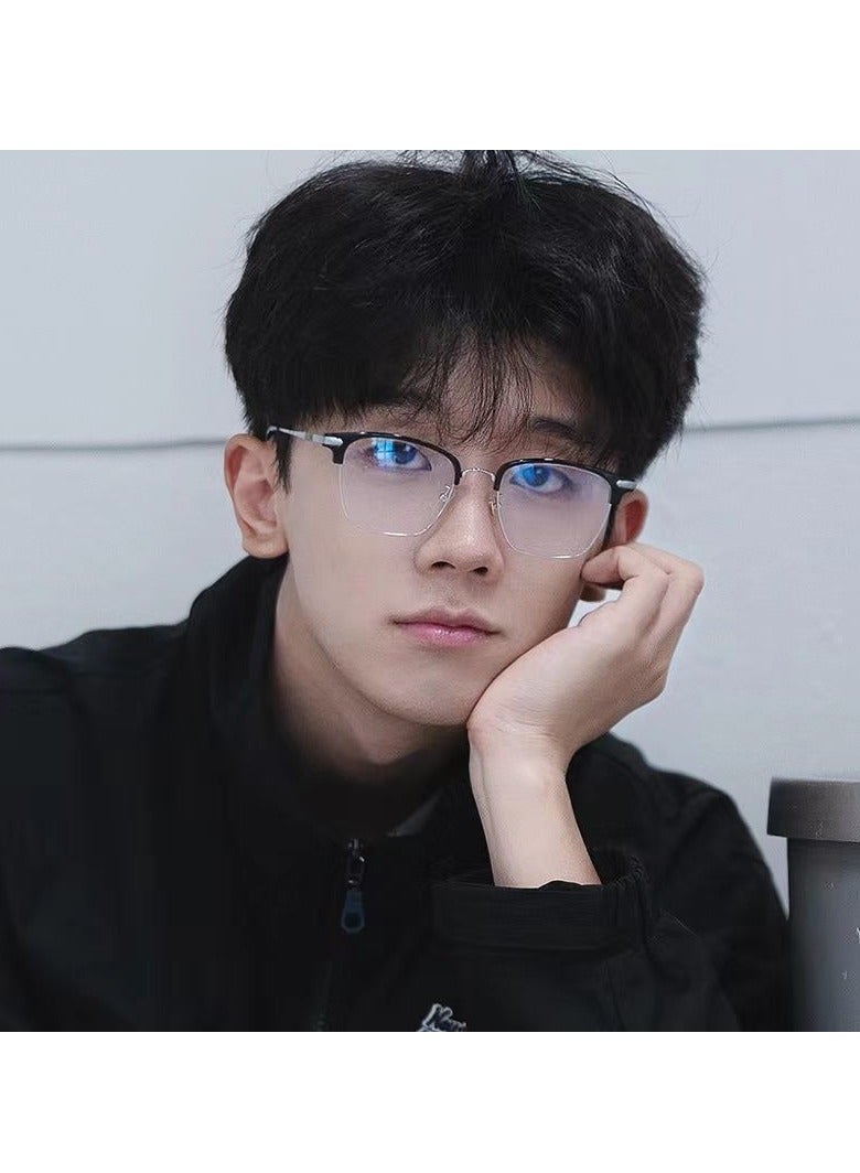 Classic half-frame myopia glasses for women, optional prescription anti-blue light optical glasses frames for men, classic - Image 3