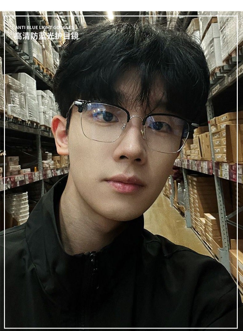 Classic half-frame myopia glasses for women, optional prescription anti-blue light optical glasses frames for men, classic - Image 5