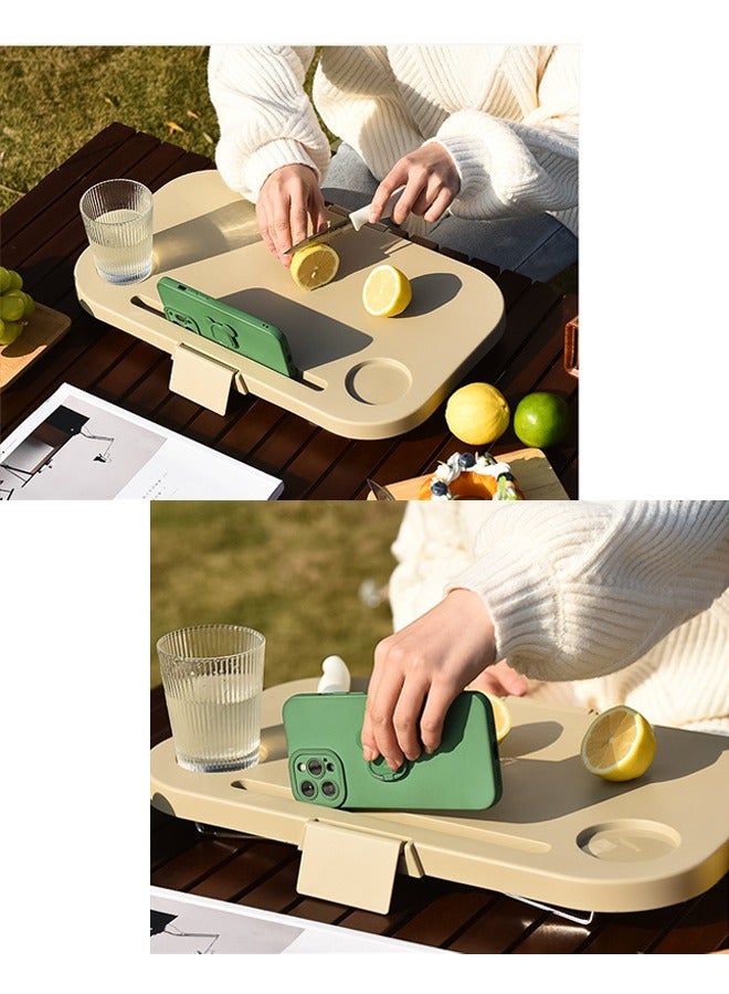 صحراء الواحة سلة نزهة قابلة للطي 2 في 1 في الهواء الطلق، مناسبة للسفر، سلة فاكهة بغطاء، سلة تخزين محمولة متعددة الوظائف ذات سعة كبيرة للتخييم - Image 4