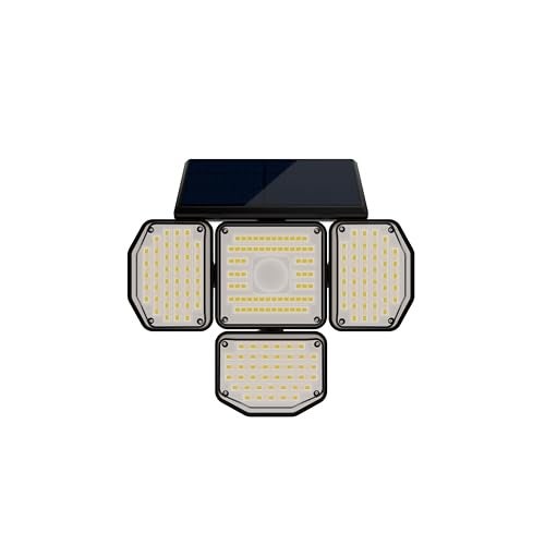 Dylect® Eco Solar Security Light Outdoor for 12Hr Runtime, 4 x Movable Panel, Ultra Bright with Advanced Motion Sensor, IP64 Waterproof, Solar Light for Garden, Shop, Home, Parking (Warm + Cool White) - Image 1
