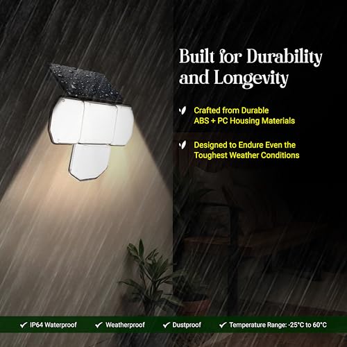Dylect® Eco Solar Security Light Outdoor for 12Hr Runtime, 4 x Movable Panel, Ultra Bright with Advanced Motion Sensor, IP64 Waterproof, Solar Light for Garden, Shop, Home, Parking (Warm + Cool White) - Image 3