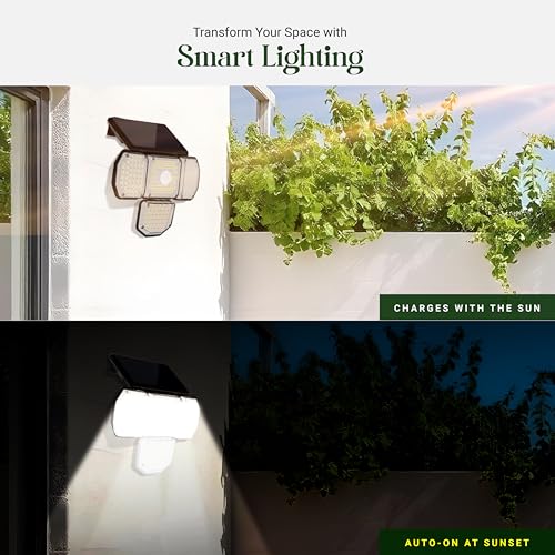 Dylect® Eco Solar Security Light Outdoor for 12Hr Runtime, 4 x Movable Panel, Ultra Bright with Advanced Motion Sensor, IP64 Waterproof, Solar Light for Garden, Shop, Home, Parking (Warm + Cool White) - Image 4