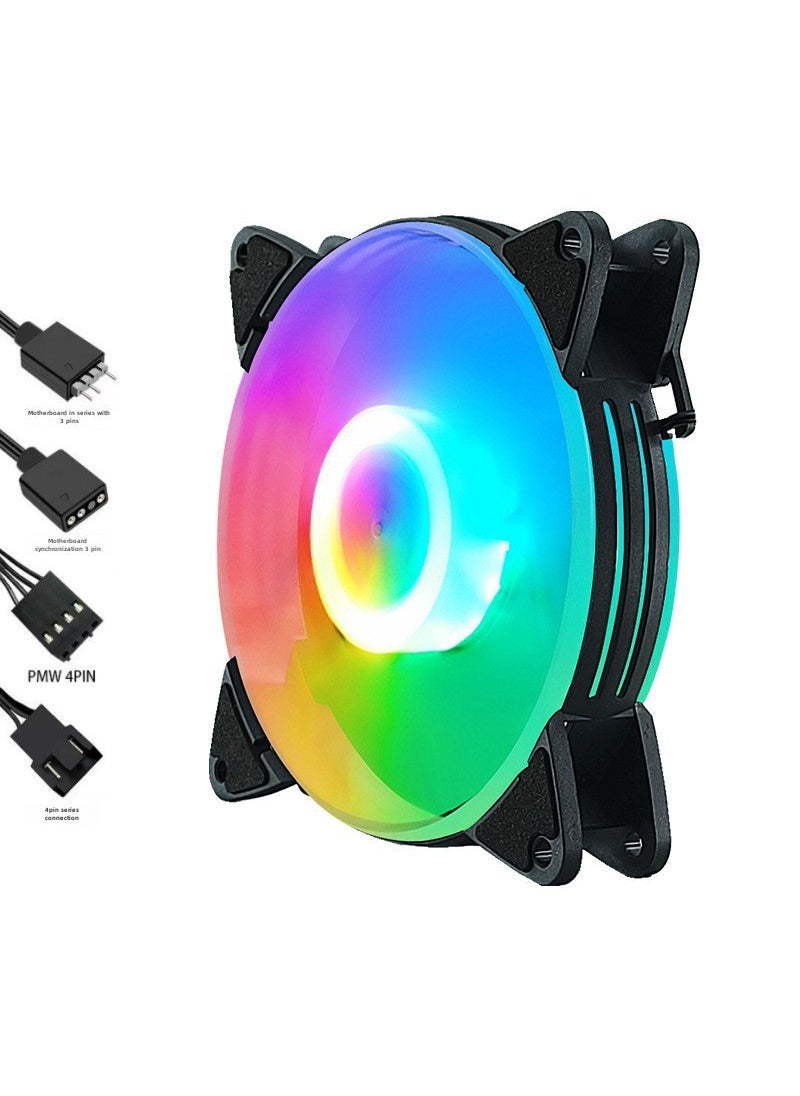 Arabest Ultra-Quiet 12cm ARGB Sync PC Case Fan Black-ARGB ice ring-12CM chassis fan + screws 