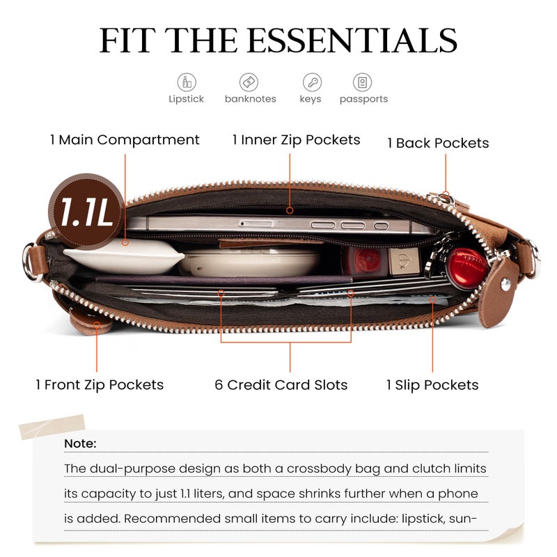 befen Leather Wristlet Wallets for Women, RFID Blocking Small Crossbody Bags, Women Leather Purses Handbags Shoulder Bag Trendy Clutch Purse with Adjustable Shoulder Strap and Wrist Strap, Brown - Image 4