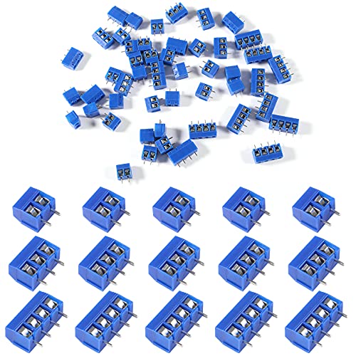 AEDIKO 50pcs PCB Mount Screw Terminal Block Connectors 5mm Pitch (2P 30pcs,3P 10pcs,4Pin 10pcs) - Image 1
