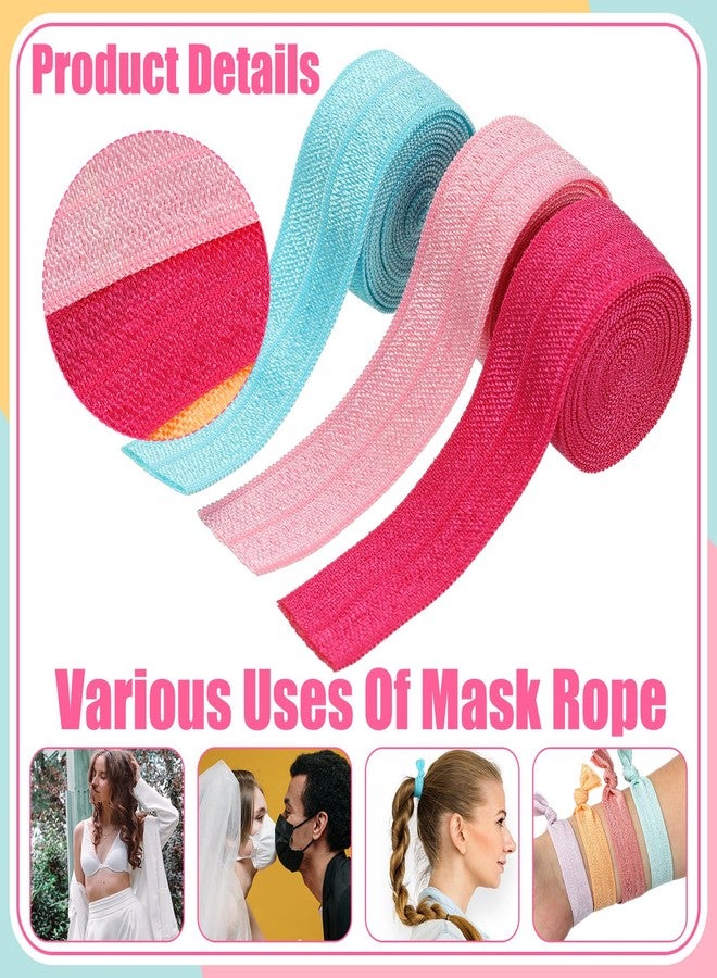 WILLBOND 40 Yards Fold over Elastic Solid Color Trim Elastic 40 Colors Ribbon Sewing Stretch Ribbon Band for Hair Bow DIY Craft Hair Ties Headbands (Pastel Color) - Image 3