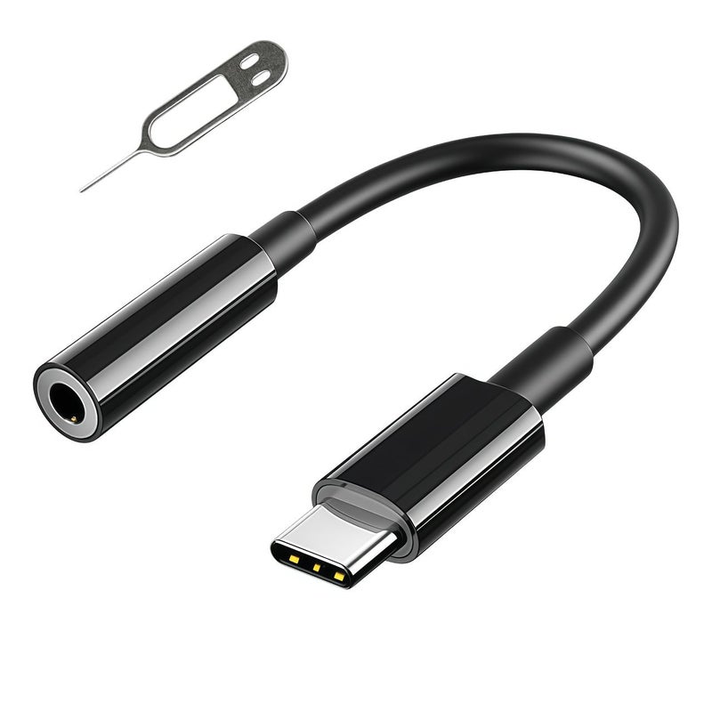 White 1 Pcs USB C To 3 5mm Headphone Jack Adapter With Card Eject Pin Compatible With iPhone 15 15 Plus 15 Pro 15 Pro Max iPad MacBook Pixel Samsung Galaxy Type C Devices - Image 1