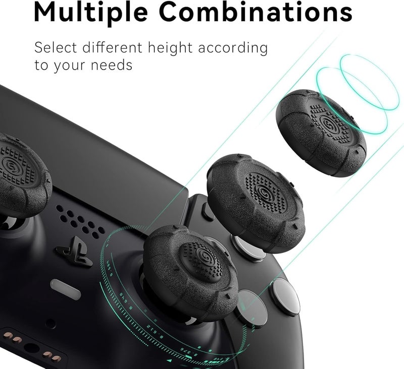 GeekShare أغطية مقابض الإبهام من لوحدة تحكم PS5، مجموعة أغطية عصا التحكم متوافقة مع وحدة تحكم Switch Pro ووحدة تحكم PS4 وPS5، 3 أزواج / 6 قطع (أسود) - Image 5