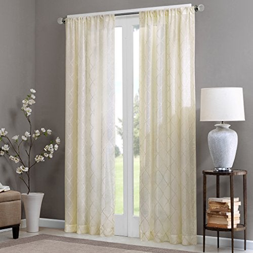 Madison Park Sheer Curtain Irina Embroidered Kitchen, Transitional Fabric Sheers Single Curtain for Living Room Light Privacy Curtain Diffusing Sunlight, 1-Panel Pack, 50" x 84", Ivory - Image 5