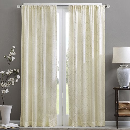Madison Park Sheer Curtain Irina Embroidered Kitchen, Transitional Fabric Sheers Single Curtain for Living Room Light Privacy Curtain Diffusing Sunlight, 1-Panel Pack, 50" x 84", Ivory - Image 2