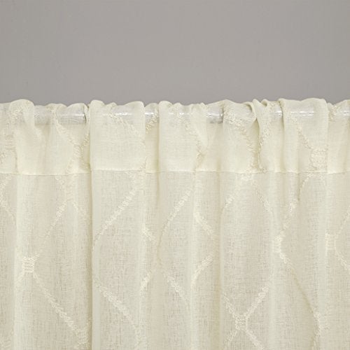 Madison Park Sheer Curtain Irina Embroidered Kitchen, Transitional Fabric Sheers Single Curtain for Living Room Light Privacy Curtain Diffusing Sunlight, 1-Panel Pack, 50" x 84", Ivory - Image 3