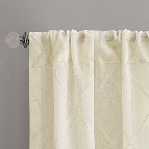 Madison Park Sheer Curtain Irina Embroidered Kitchen, Transitional Fabric Sheers Single Curtain for Living Room Light Privacy Curtain Diffusing Sunlight, 1-Panel Pack, 50" x 84", Ivory - Image 4