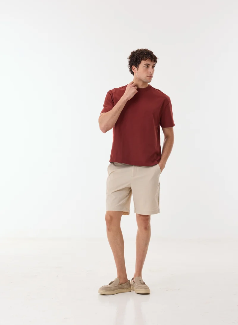 Ashita Fernandes Draven Men’s Beige Cotton Blend Shorts – Relaxed Fit, Knee Length, Lightweight Casual Wear