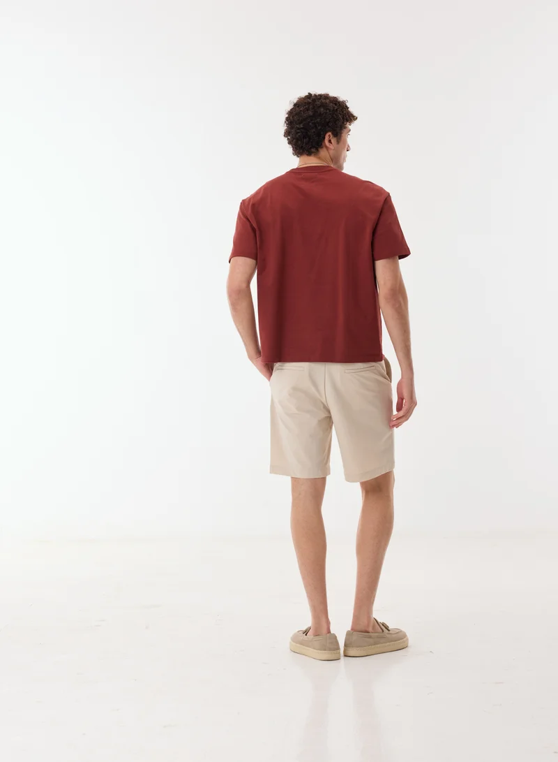 Ashita Fernandes Draven Men’s Beige Cotton Blend Shorts – Relaxed Fit, Knee Length, Lightweight Casual Wear