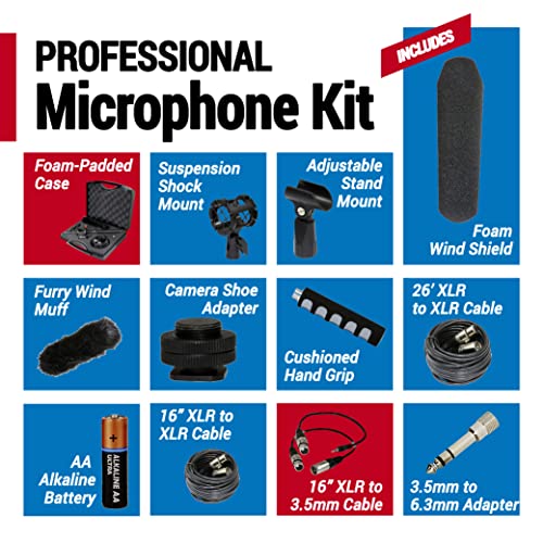 VidPro XM-88 Professional Video & Broadcast Shotgun Microphone Kit, 13-Piece, XLR, Aluminum Alloy, for Recording, Live Streaming, Music, Speaking, Interviews - Image 3