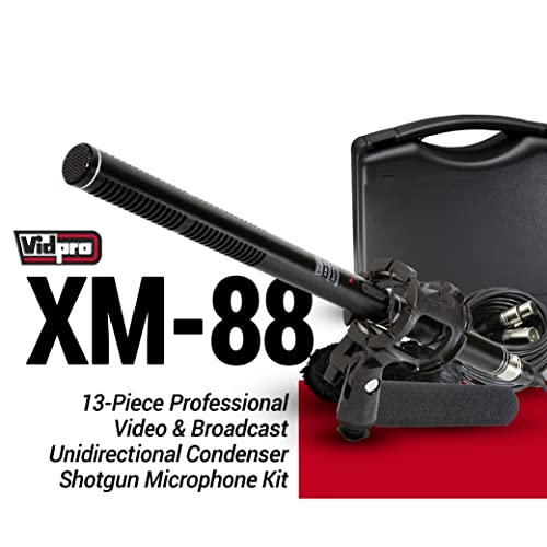 VidPro XM-88 Professional Video & Broadcast Shotgun Microphone Kit, 13-Piece, XLR, Aluminum Alloy, for Recording, Live Streaming, Music, Speaking, Interviews - Image 2