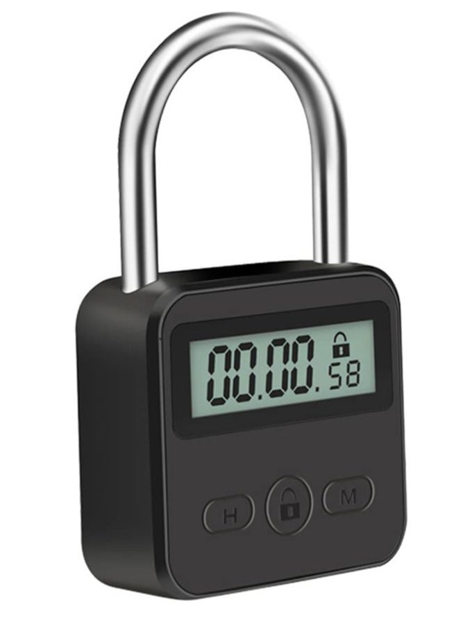 Metal Timer Lock, USB Rechargeable Timer Padlock, LCD Display Multi Function Electronic Time, 99 Hours Max Timing - Image 1