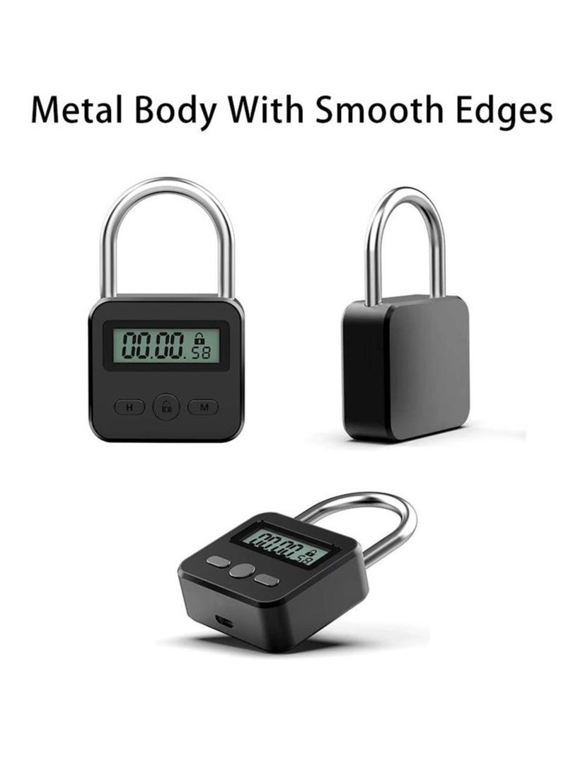 Metal Timer Lock, USB Rechargeable Timer Padlock, LCD Display Multi Function Electronic Time, 99 Hours Max Timing - Image 3