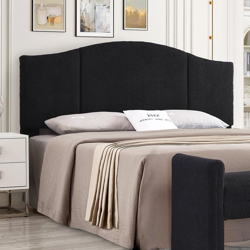 24KF Middle Century Upholstered Foldable King Headboard Modern Boucle Teddy Fabric Headboard KingCalifornia King 6033KGray
