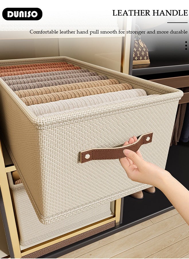 DUNISO - 3 Pieces Foldable Closet Storage Organizer, Washable Closet Storage Boxes with Carrying Handles, Stackable Wardrobe Clothes Organizer, Closet Storage Basket, Cube Storage Bin for Clothes Wardrobe Home Bedroom Office - Image 1