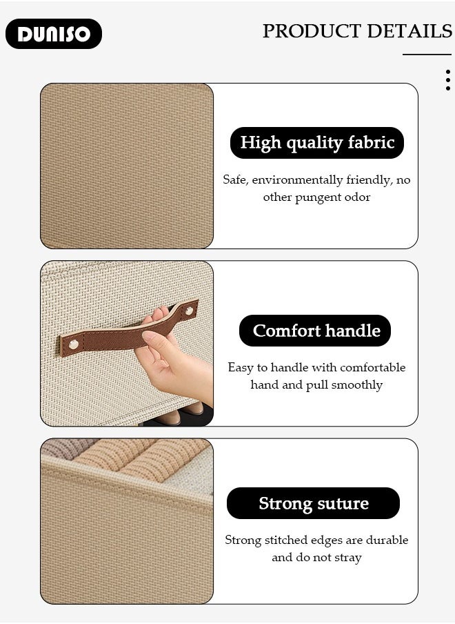 DUNISO - 3 Pieces Foldable Closet Storage Organizer, Washable Closet Storage Boxes with Carrying Handles, Stackable Wardrobe Clothes Organizer, Closet Storage Basket, Cube Storage Bin for Clothes Wardrobe Home Bedroom Office - Image 1