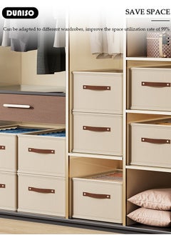 DUNISO 3 Pieces Foldable Closet Storage Organizer, Washable Closet Storage Boxes with Carrying Handles, Stackable Wardrobe Clothes Organizer, Closet Storage Basket, Cube Storage Bin for Clothes Wardrobe Home Bedroom Office  - Image 3