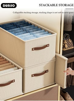 DUNISO 3 Pieces Foldable Closet Storage Organizer, Washable Closet Storage Boxes with Carrying Handles, Stackable Wardrobe Clothes Organizer, Closet Storage Basket, Cube Storage Bin for Clothes Wardrobe Home Bedroom Office  - Image 2
