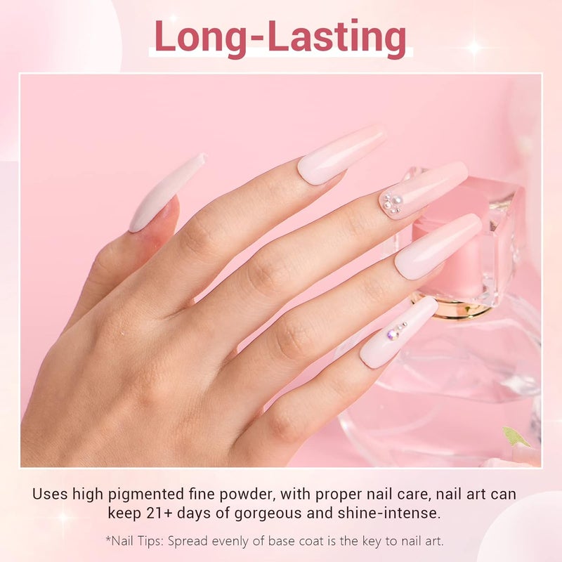 AZUREBEAUTY Dip Powder Nail Kit Starter, 4 Colors Pink Tones Dipping Powder Set, French Nail Art Base Top Coat Activator Liquid All Seasons Manicure DIY Salon 12 PCS All budget friendly options - Image 5