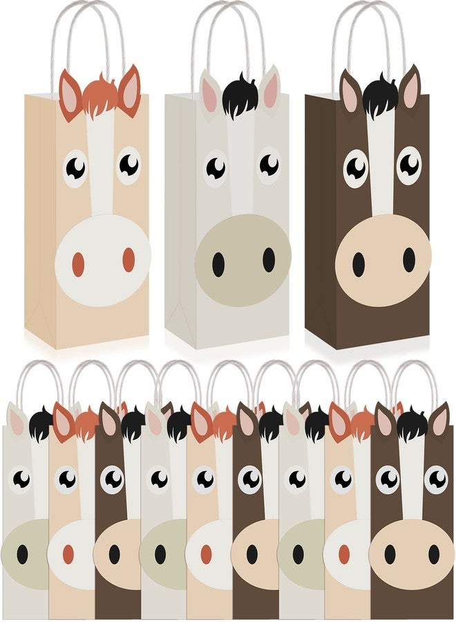 Chinco 12 Pieces Horse Party Favors Treat Bags Brown Western Cowgirl and Farm Supplies Horse Themed Goodie Candy Bags for Party Decoration - Image 1
