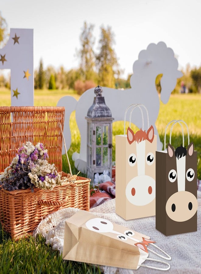 Chinco 12 Pieces Horse Party Favors Treat Bags Brown Western Cowgirl and Farm Supplies Horse Themed Goodie Candy Bags for Party Decoration - Image 5