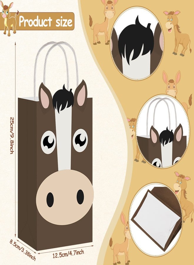 Chinco 12 Pieces Horse Party Favors Treat Bags Brown Western Cowgirl and Farm Supplies Horse Themed Goodie Candy Bags for Party Decoration - Image 2