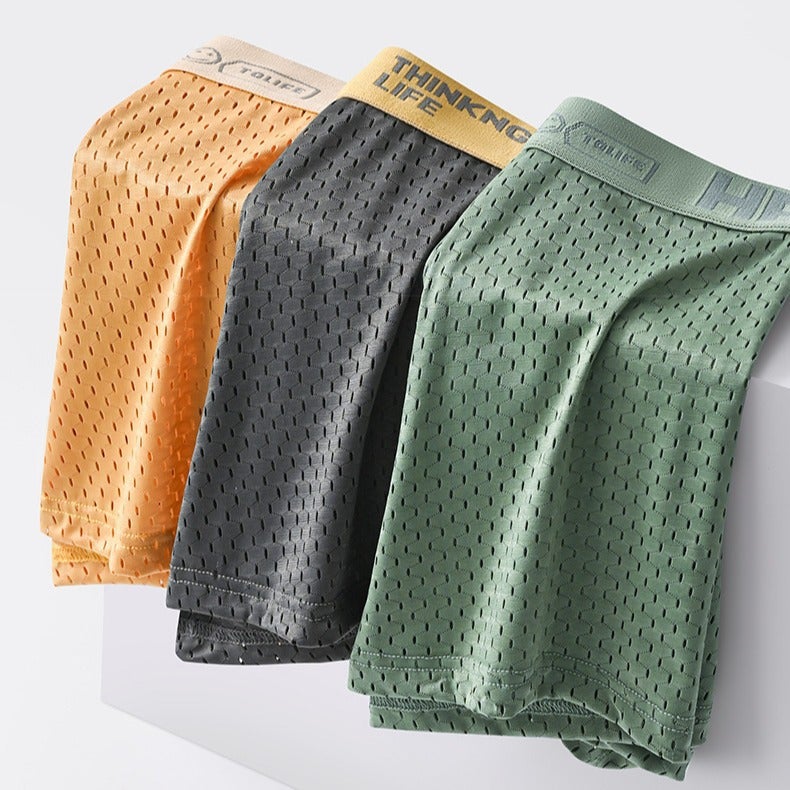 Summer Mesh Boxer Underwear Men'S Ice Silk Boxer Hello Underwear Breathable Mesh Boxer Shorts - Image 2