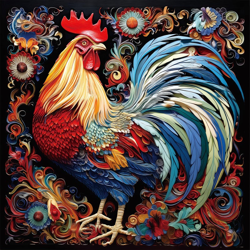 Blueforest Vibrant Rooster 500 Piece Jigsaw Puzzle for Adults Colorful Folk Art Decorative Challenge Puzzle Premium 20x20 Art Puzzle for Puzzle Lovers - Image 3