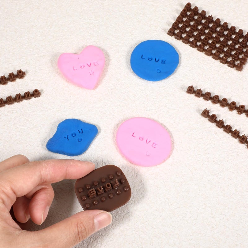 Gtziqa Number & Letter Stamps for Clay, 3 Pcs Polymer Clay Stamps Cookie Stamp Alphabet Symbols Custom Embosser Molds Pottery Stamp Small Letter Stencils for Baking, DIY Embossing, Cake Baking - Image 3