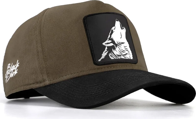 Black Börk Blackbörk V1 Baseball Kurt - Khaki-Black Brimmed Hat (Cap) with 3 Code Logo