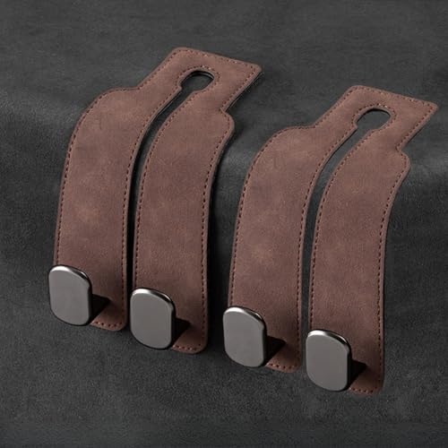 Xfopz Car Seat Hooks, Car Seat Back Storage Hook Double Hook, Headrest Hooks for Car, Car Hooks for Purses and Bags (2, Brown) - Image 1