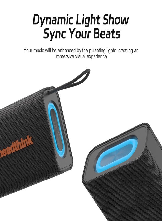 Aheadthink Bluetooth Speaker, Portable Wireless, IPX5 Waterproof, Bluetooth 5, RGB Color Lights, Loud Stereo Sound, Bass, TWS Pairing, for Party, Home, Outdoor, Traveling - Image 3